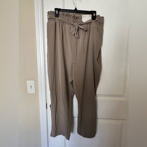 Stylus Women’s High Rise Paperbag Waist Taupe Pants XXL NWT